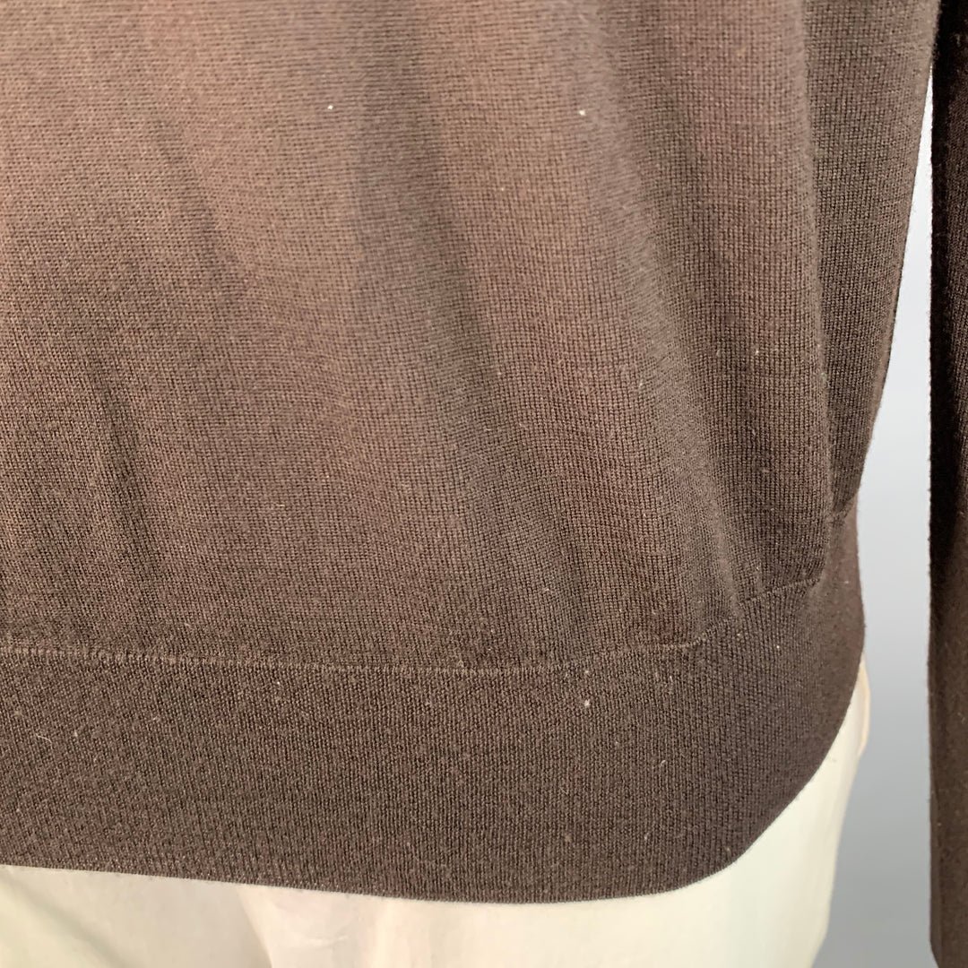 BOTTEGA VENETA Size L Brown Jersey Wool Long Sleeve Crew Neck Pullover