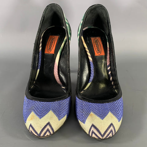 MISSONI Size 7.5 Purple Green Chevron Pumps