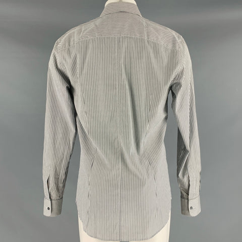 DOLCE & GABBANA Size M Black White Stripe Cotton Button Up Long Sleeve Shirt
