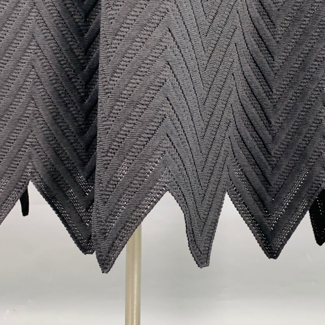 ALAIA Size 10 Black Viscose Blend Zig Zag Sleeveless Long Evening Gown