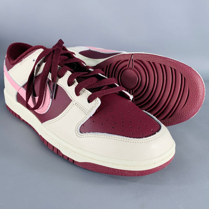 NIKE 2023 Size 11.5 Dunk Low Burgundy Cream Leather Low Top Sneakers