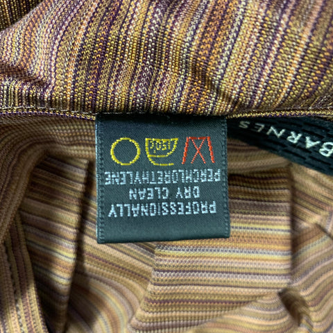 JHANE BARNES Size XXL Brown Rust Stripe Silk Long Sleeve Shirt
