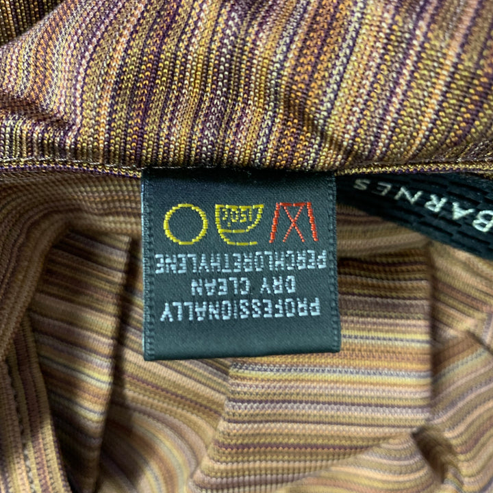 JHANE BARNES Size XXL Brown Rust Stripe Silk Long Sleeve Shirt