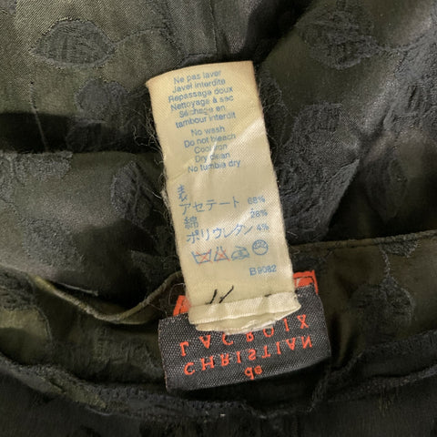 CHRISTIAN LACROIX Size 0 Black Green Cotton Blend Jacquard Casual Pants