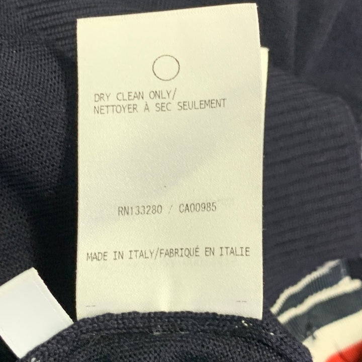 THOM BROWNE Size L Navy White Stripe Merino Wool Pullover