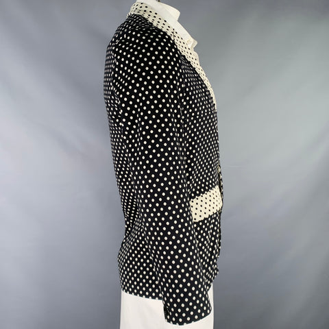 HENRIK VIBSKOV Size L Black White Polka Dot Cotton Blend Sport Coat