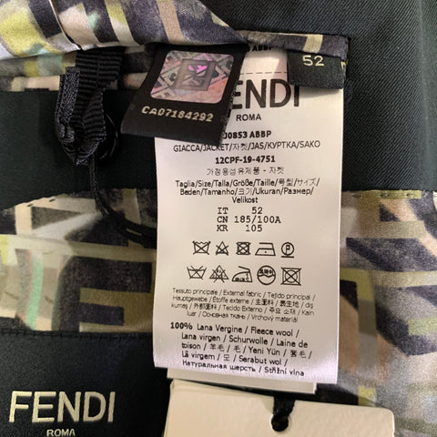 FENDI Size 42 Charcoal Wool Notch Lapel Sport Coat