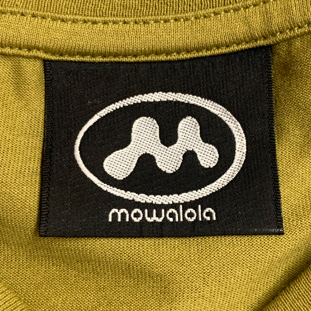 MOWALOLA Size XL White Olive Cotton Layered Pullover