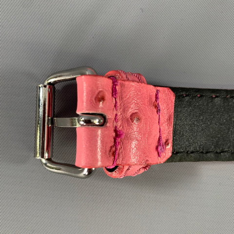 MAX MARA Waist Size S Pink Textured Ostrich Leather Belt
