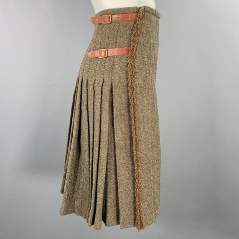PAUL HARNDEN SHOEMAKERS Size L Taupe Brown Herringbone Wool Kilt