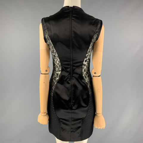 AQUILANO RIMONDI Taille 2 Robe à imprimé animal en mélange de laine argentée noire