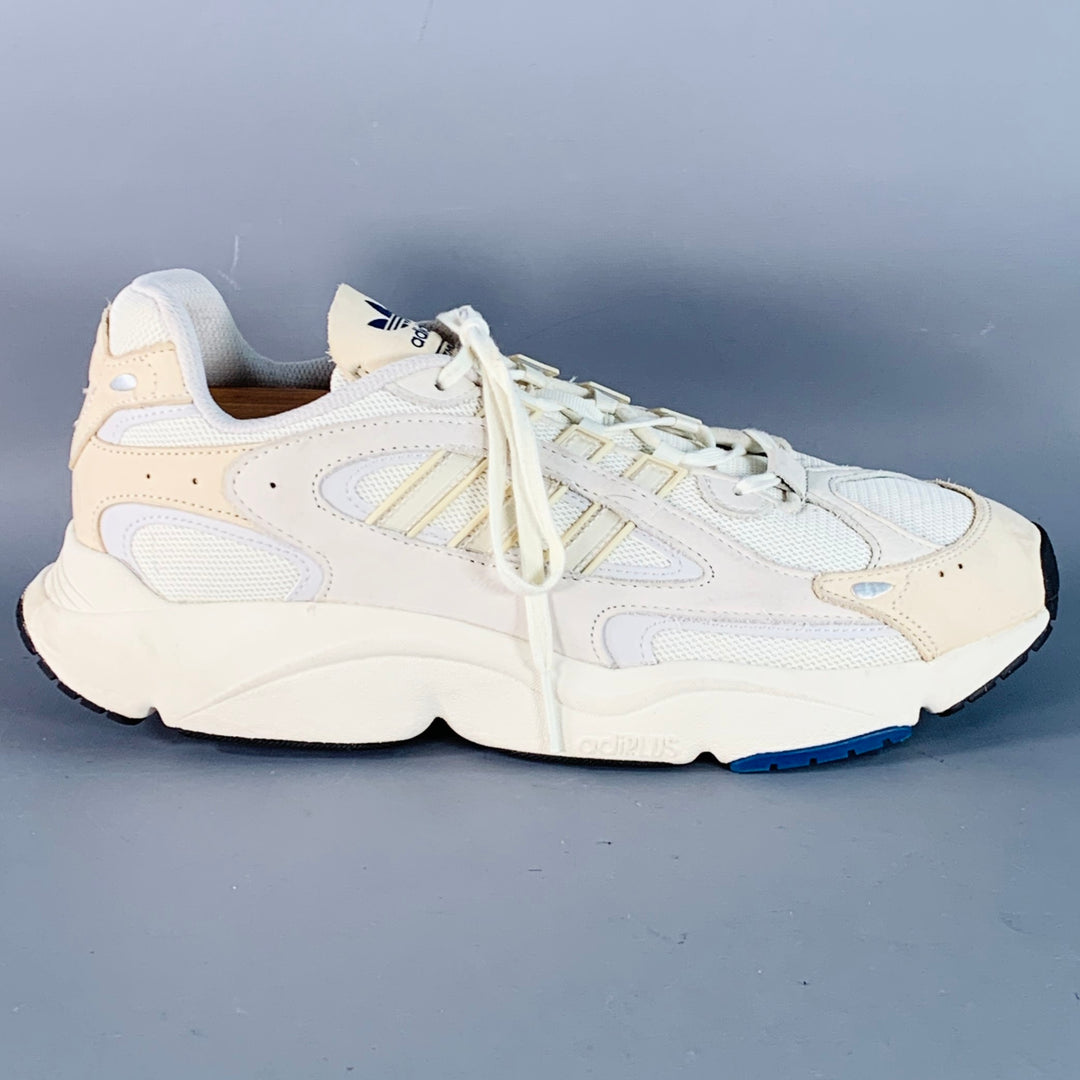 ADIDAS OZMILLEN Size 13 White Beige Mesh Chunky Sneakers Sui Generis Designer Consignment ADIDAS OZMILLEN Size 13 White Beige Mesh Chunky Sneakers Sui Generis Designer Consignment