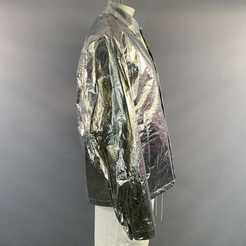 OAMC Size XL Silver Metallic Polyurethane  Polyester Button Up Jacket