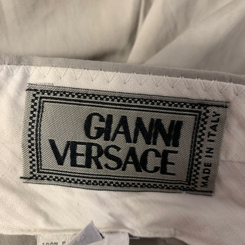 GIANNI VERSACE Size 32 Grey Pleated Cotton Relaxed fit Dress Pants