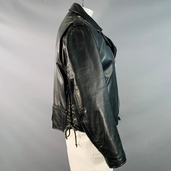 PERFECTO by  SCHOTT Vintage Size 46 125 Black Leather Motorcycle Jacket