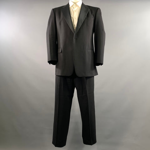 BURBERRYS Chest Size 41 Black Solid Wool 36 29 Suit