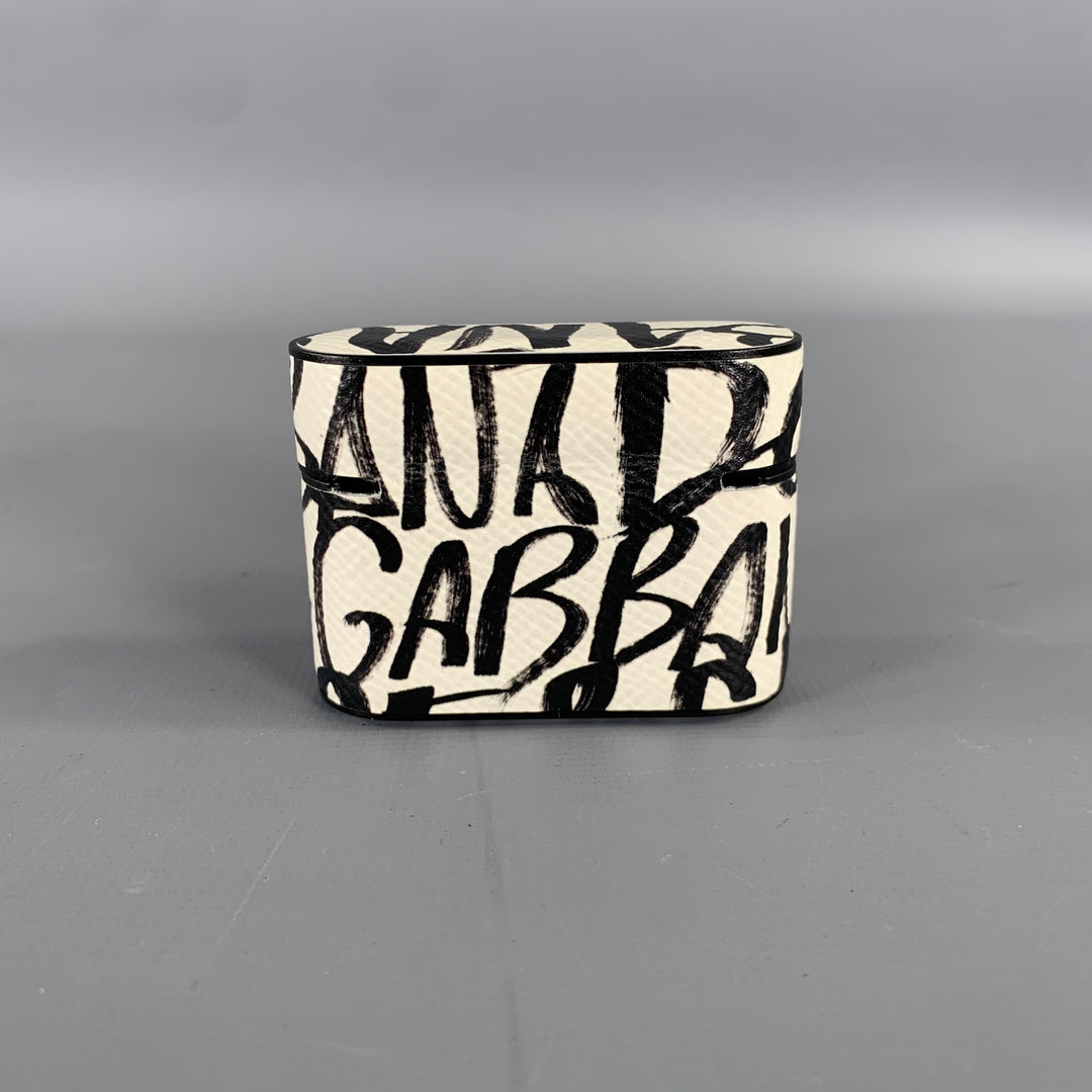 DOLCE & GABBANA White Black Leather AirPod Case