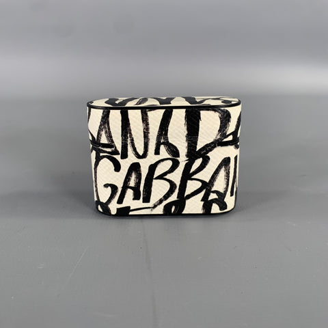 DOLCE & GABBANA White Black Leather AirPod Case