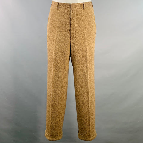 POLO by RALPH LAUREN Size 38 Regular Brown Beige Woven Virgin Wool Suit