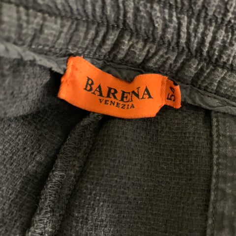 BARENA Size XL Grey Gunmetal Textured Drawstring Casual Pants