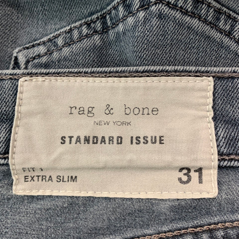 RAG & BONE Size 31 Grey Cotton Polyurethane Slim Button Fly Jeans