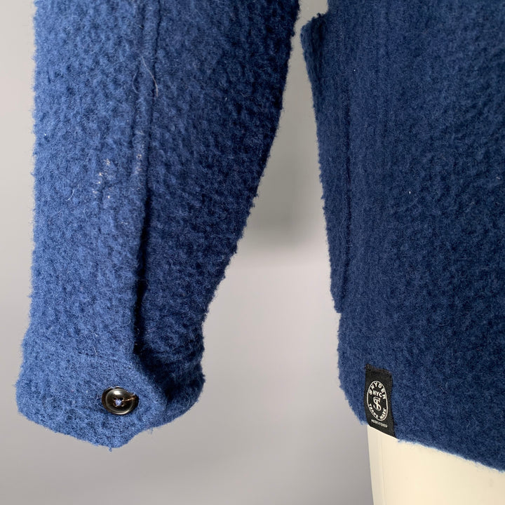 TODD SNYDER Size M Blue Textured Wool Blend Jacket