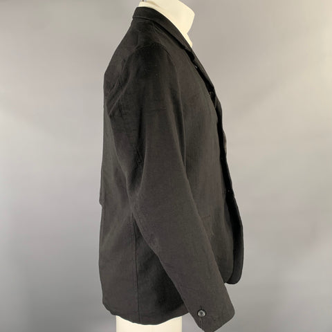 THE VIRIDI-ANNE Black Linen Wool Panneled Sport Coat