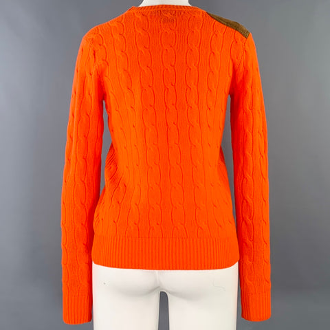 RALPH LAUREN Size M Orange Brown Wool Cashmere Cable Knit Sweater