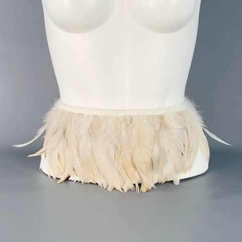 SPORTMAX Beige Leather Feathers Collar Scarf