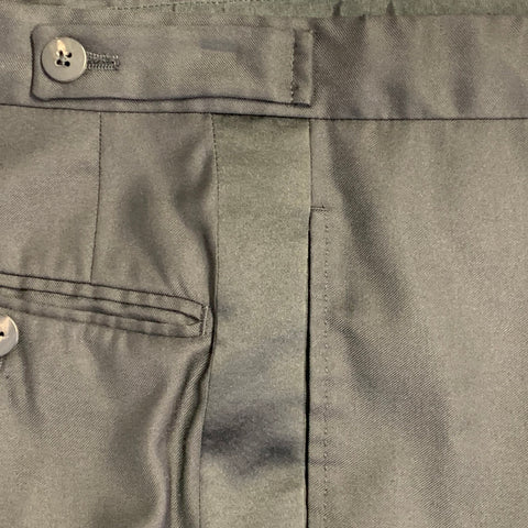 LANVIN Size 32 Black Wool Tuxedo Flat Front Zip Fly Dress Pants