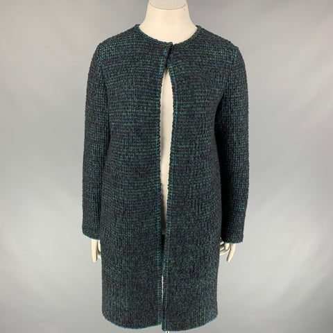 M MISSONI Size 10 Charcoal Green Knit Wool Blend Coat