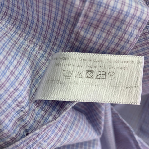 ETON Size M White Burgundy Navy Cotton Checkered Long Sleeve Shirt