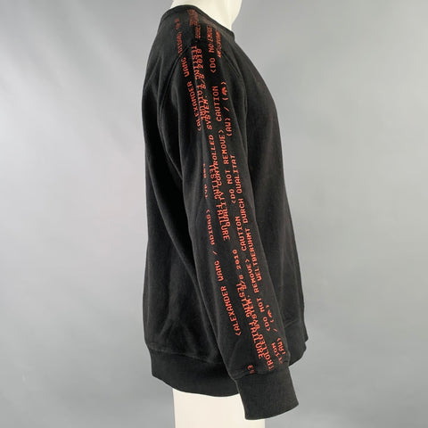 ALEXANDER WANG Size M Black Red Graphic Cotton Crew Neck Sweatshirt