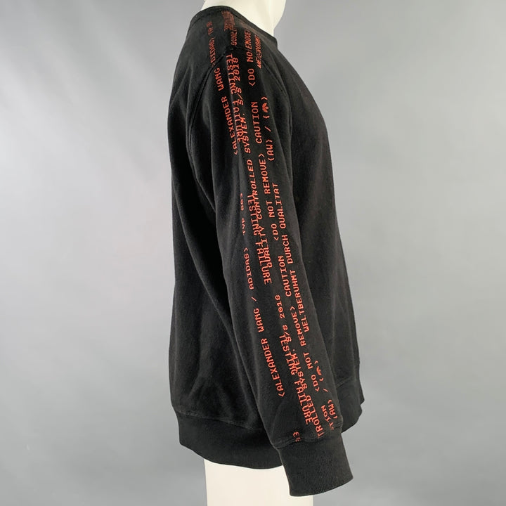 ALEXANDER WANG Size M Black Red Graphic Cotton Crew Neck Sweatshirt