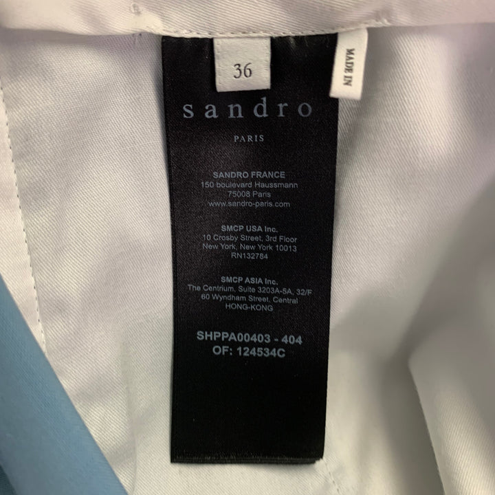 SANDRO Size 36 Blue Virgin Wool Blend Notch Lapel Suit