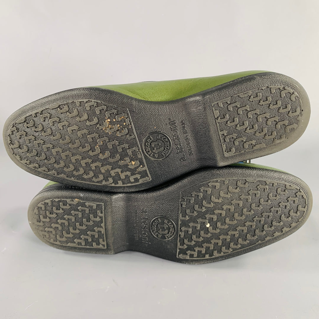 A.TESTONI Size 8 Green Black Contrast Stitch Leather Slip On Loafers A.TESTONI Size 8 Green Black Contrast Stitch Leather Slip On  main image 2