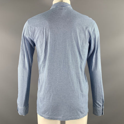 AGNÈS B. Size M White Cobalt Stripe Cotton Button Down Long Sleeve Shirt