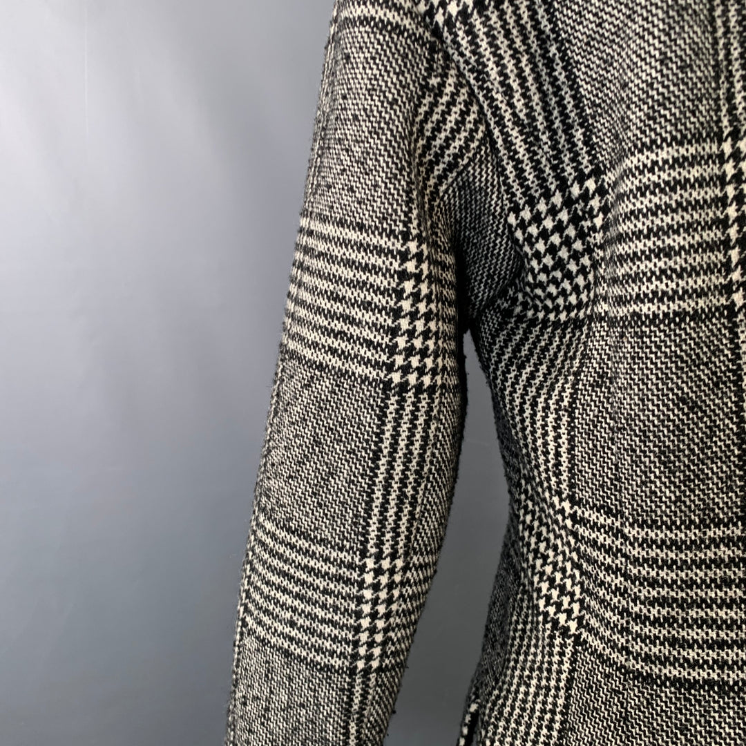 MICHAEL by MICHAEL KORS Size S Black White Wool Blend Plaid Double Breasted Coat
