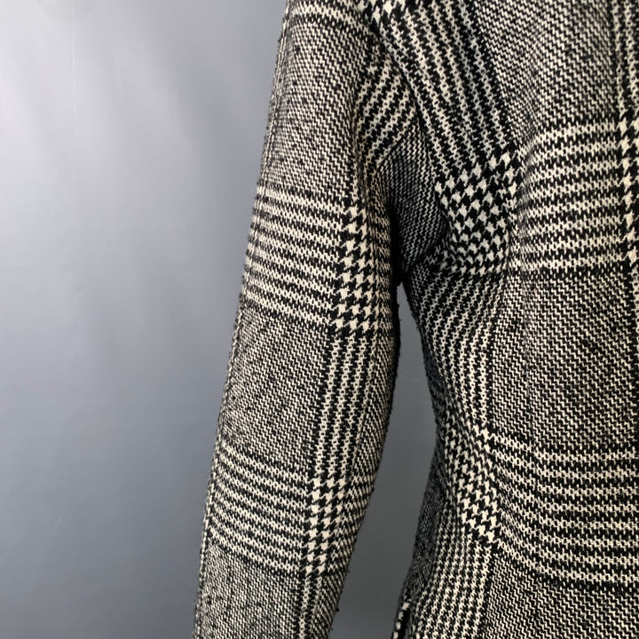 MICHAEL by MICHAEL KORS Size S Black White Wool Blend Plaid Double Breasted Coat