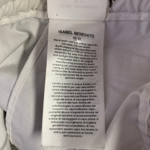 ISABEL BENENATO SS21 Size 32 White Black Scribble Cotton Blend Shorts