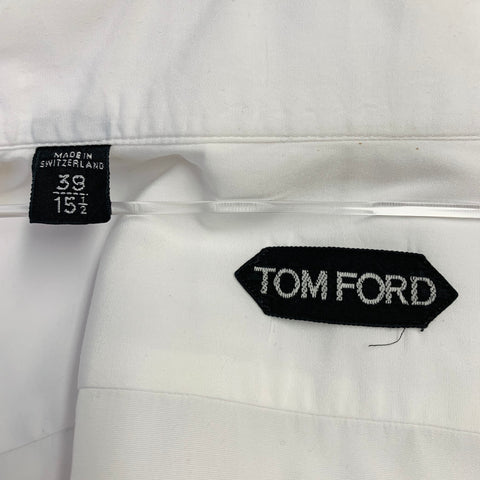 TOM FORD Size S White Cotton Curved Cutaway Long Sleeve Shirt