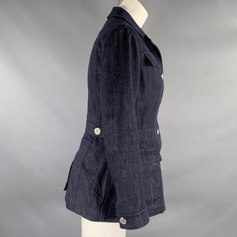 GIORGIO ARMANI Size 6 Indigo Denim Military Jacket