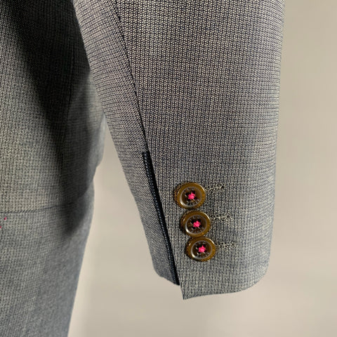 TED BAKER Size 36 Navy Grey Nailhead Viscose Polyester Blend Notch Lapel Suit
