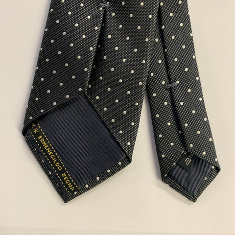 ERMENEGILDO ZEGNA Black Silver Dots Silk Tie