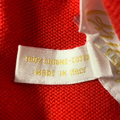 BRIONI Size L Red White Tipped Knit Cotton Polo