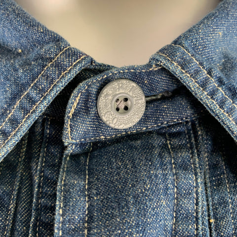 RRL by RALPH LAUREN Size XL Navy Indigo Contrast Stitch Cotton Denim Overshirt