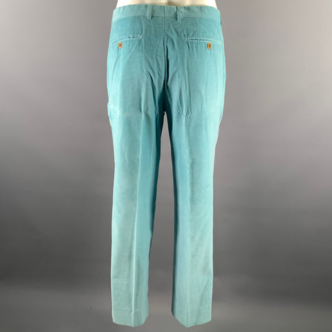 ETRO Size 38 Light Blue Corduroy Cotton Storm Collar Suit