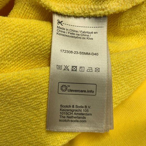 SCOTCH AND SODA Size XL Yellow Multi Color Palms Cotton Hoodie Sweatshirt