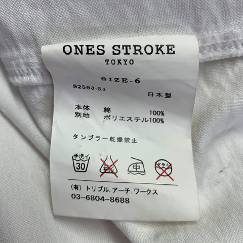 ONES STROKE Size XL White Cotton Sports Jersey Snaps Long Sleeve Shirt
