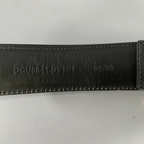 VERSACE Size 36 Black Gold Greca Goddess Leather Belt